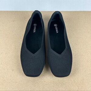 Vivaia Margot Square Toe Flats Womens 8 EU 39 Black Slip On